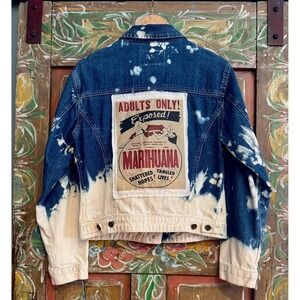 Distressed/ Reworked Denim Jacket| Adults Only Vintage Patchwork| Cottagecore| L